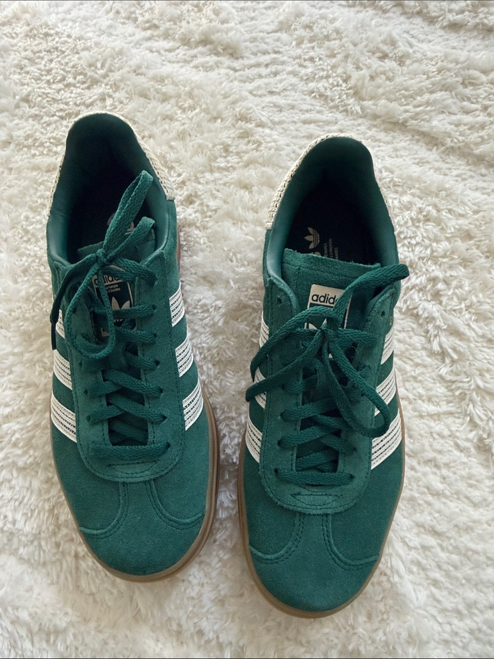 adidas Gazelle Platform Sneakers in Green and White with Gum Sole - Picture 2 of 6